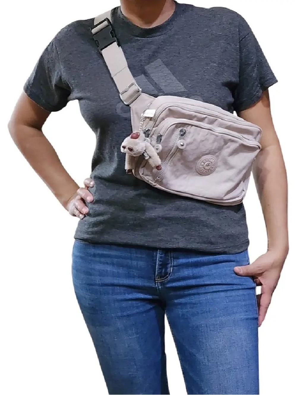 Kipling Beige Nylon Crossbody Women’s Shoulder Bag